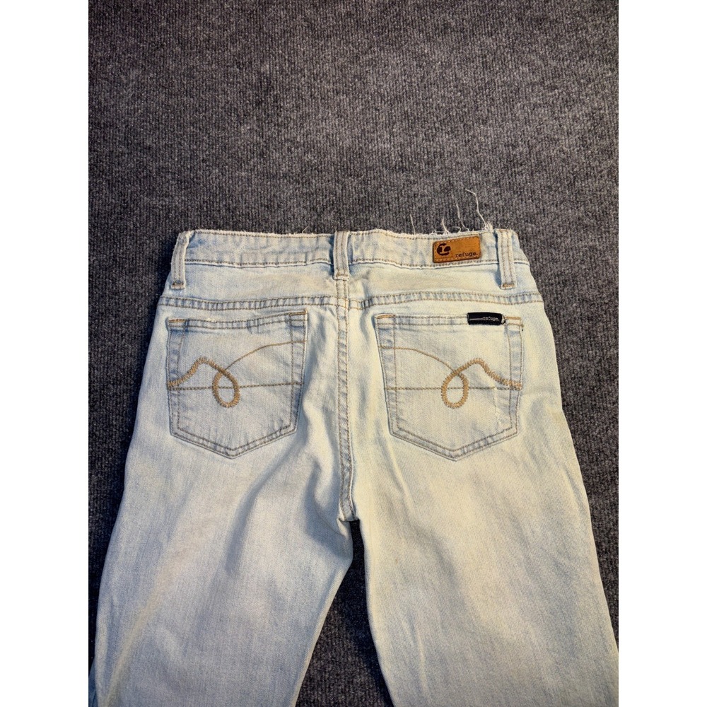 Refuge Jeans Womens 7 Blue Denim Stretch Light Wash Grunge Americana Bootcut Leg - Picture 13 of 14